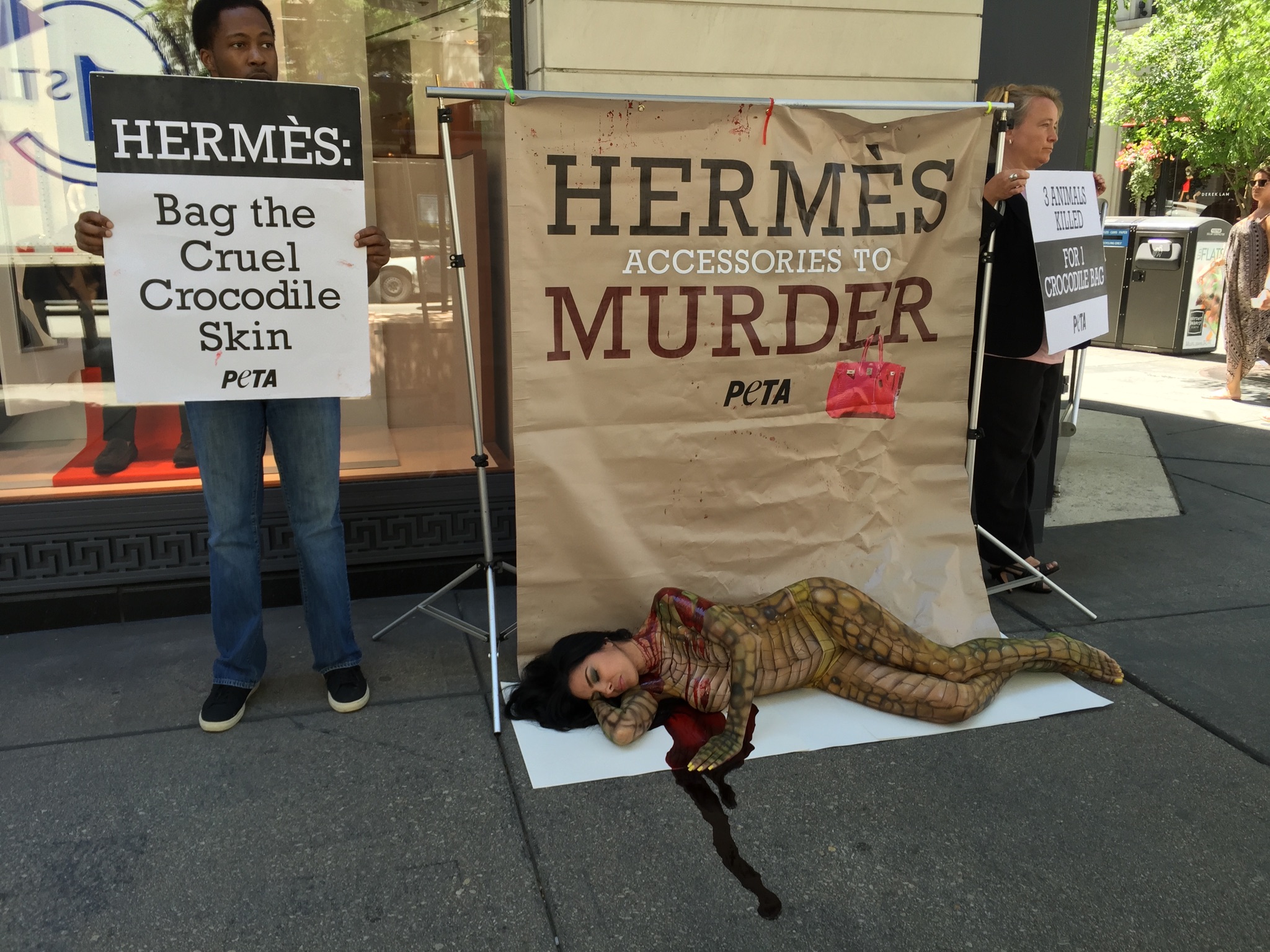 PETA protests outside Hermes store in Gold Coast - ABC7 Chicago